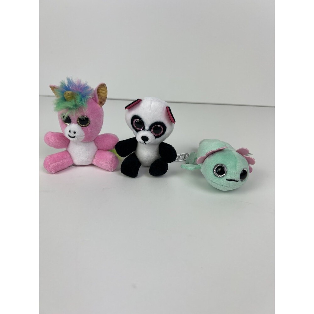 Lot of 3 Zuru Rainbocorns Plush Mini Stuffed Animal Toys Unicorn Panda Axolotl